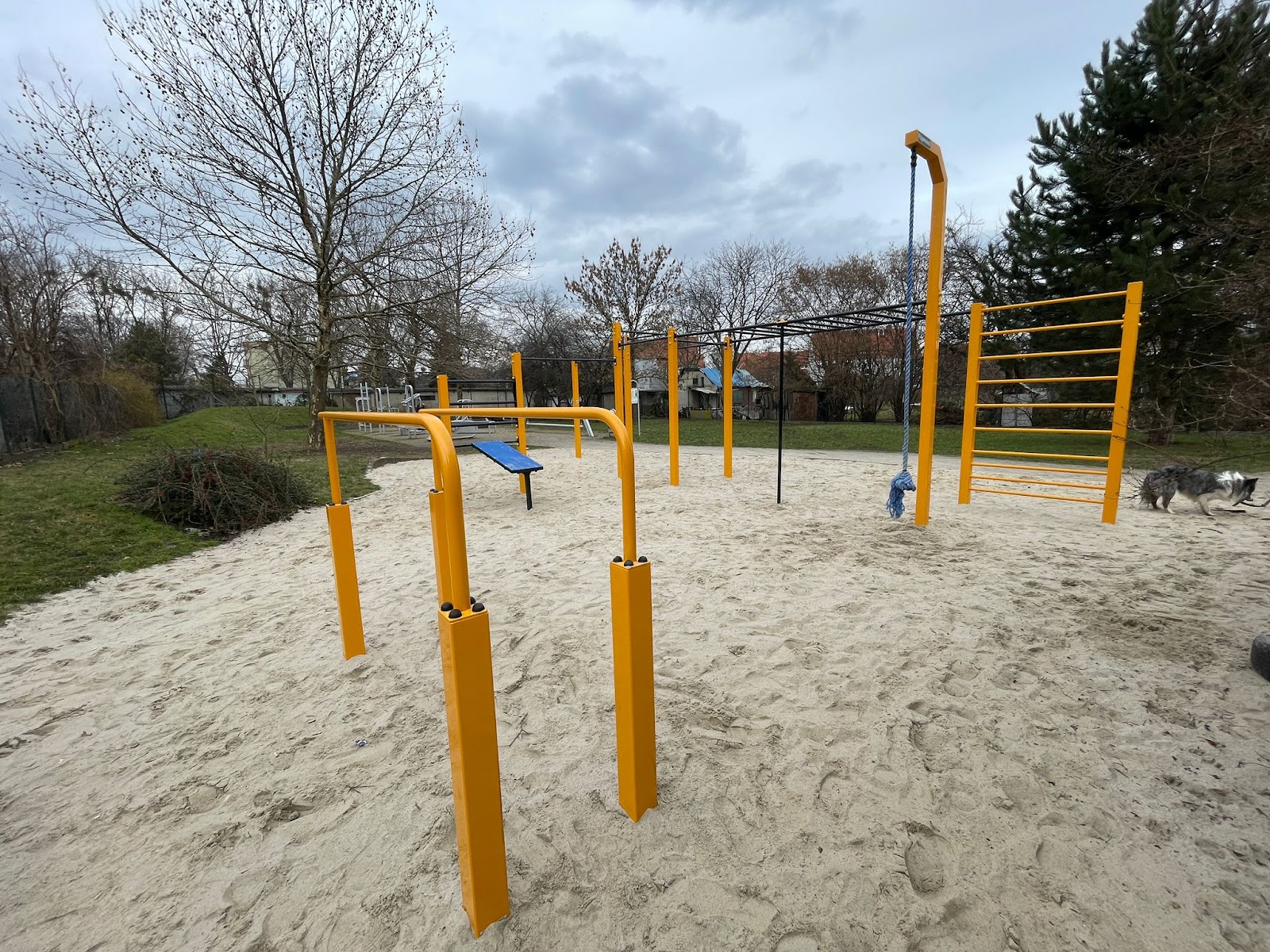 Street workout park, siłownia na wolnym powietrzu. Plac zabaw